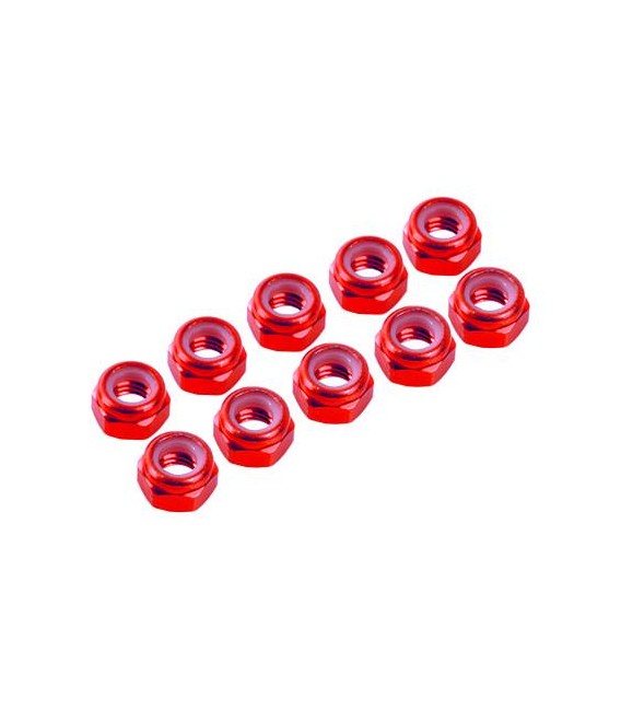 NUTS M3 NYLOC ALU. RED (10)