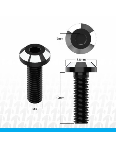 1UP PERFECT CENTER SCREWS M3x10mm (4pcs)