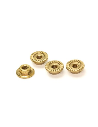 CUT BRASS SERRATE FLANGED WHEEL NUT L M4