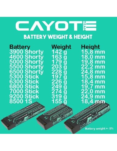 CAYOTE RACING LIPO 5300Mah 7.6V 145C