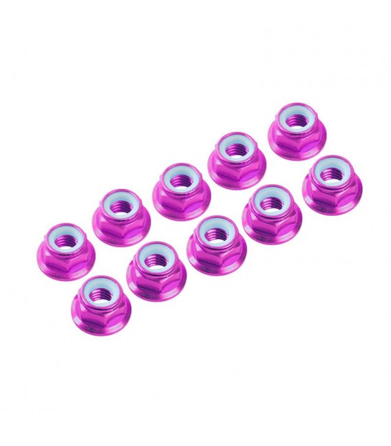 NUTS M3 NYLOC ALU. W/FLANGED PINK (10)