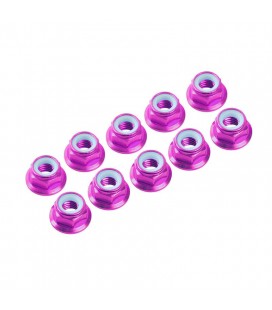 NUTS M3 NYLOC ALU. W/FLANGED PINK (10)