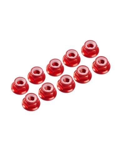 NUTS M3 NYLOC ALU. W/FLANGED RED (10)