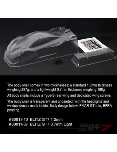 BLITZ GT7 (1.0mm) 18 GT BODY WITH WING