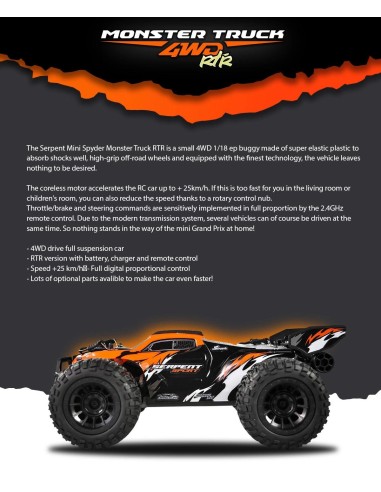MINI SPYDER MONSTER TRUCK RTR 1/18 EP